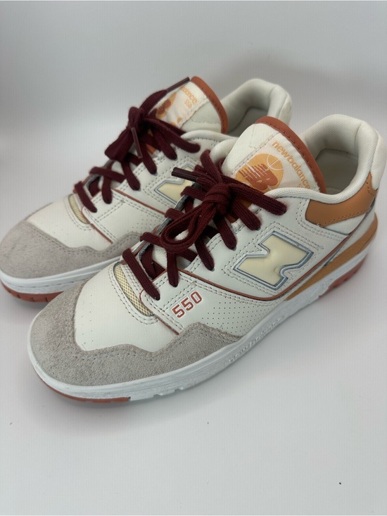 New Balance Shoes - New Balance 550 White Tan & Burgundy Lace-Up Sneakers